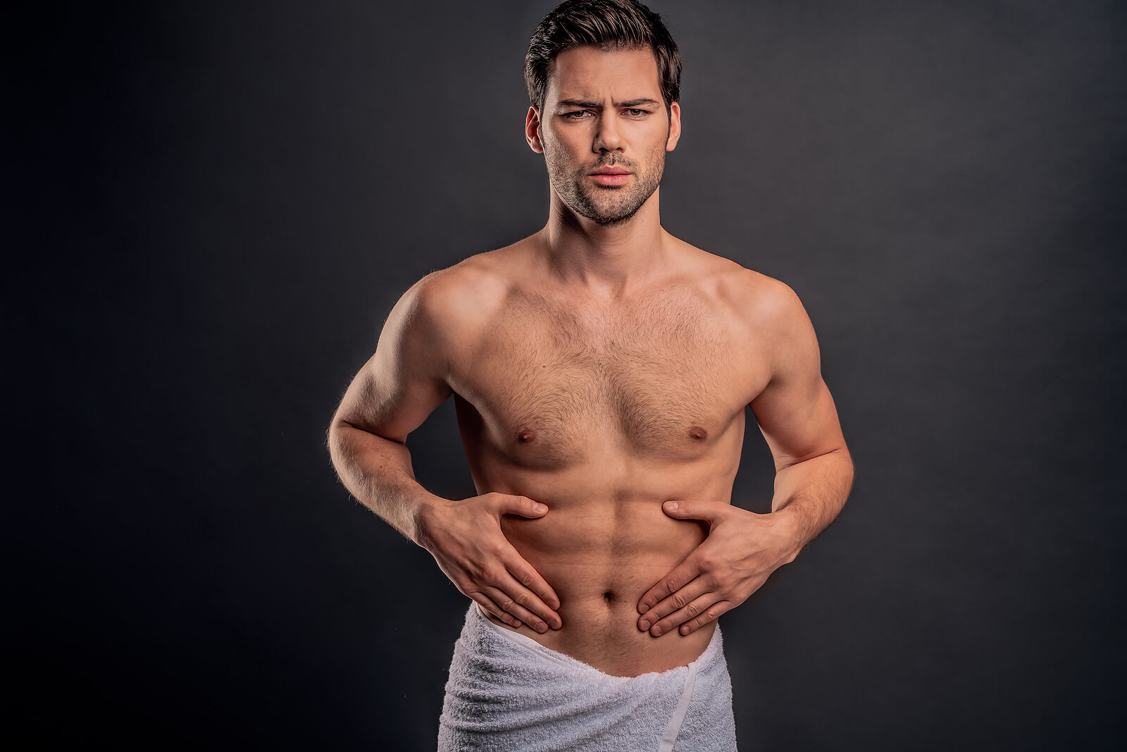 Handsome Young Bearded Man Isolated. Cropped Image Of Shirtless