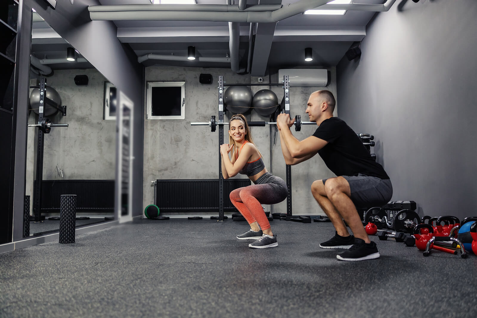 The Concept Of Sports Training For Two, A Duo. A Man And A Woman