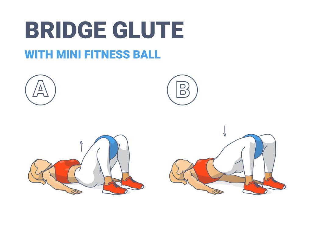 Girl Doing Glute Bridge Exercise With Fitness Mini Ball Guidance