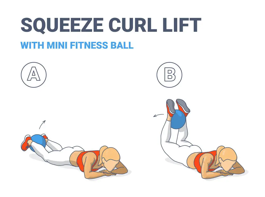Girl Doing Squeeze Curl And Lifts With Medicine Ball Home Workou