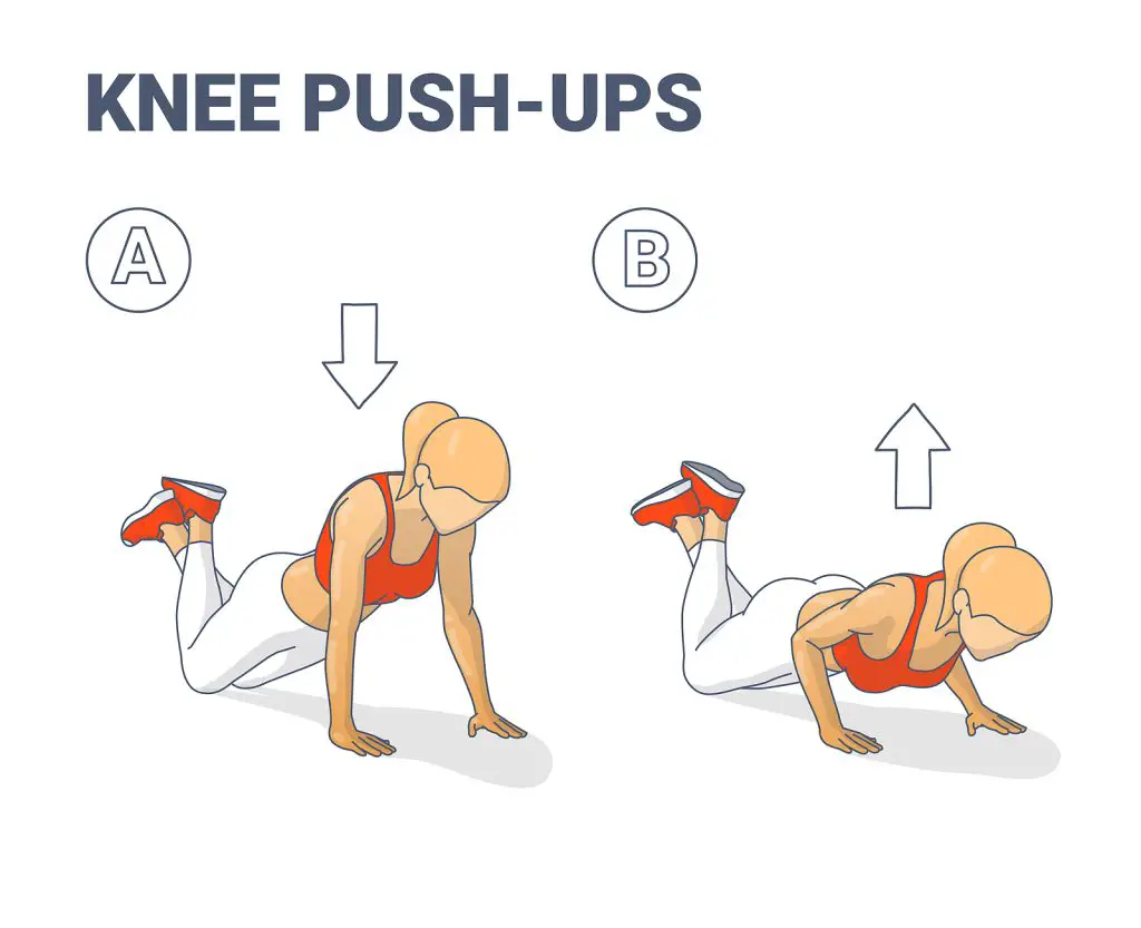 Knee Push ups Female Home Workout Exercise Guidance Illustration