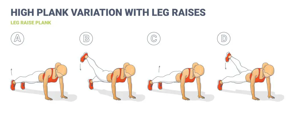 Leg Raise Plank Exercise Female Illustration