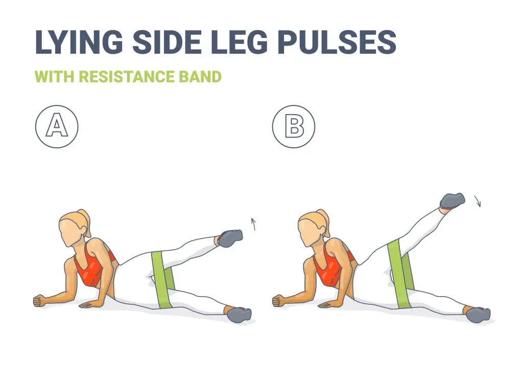 Lying Side Leg Raises or Pulses with Resistance Band Exercise illustration