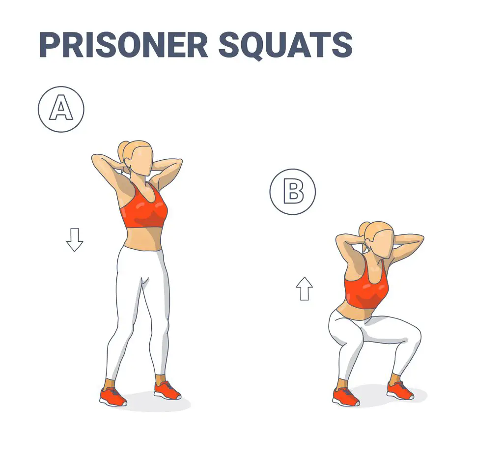 Prisoner Squats Feale Home Workout Exercise Guide. Squatting Ath