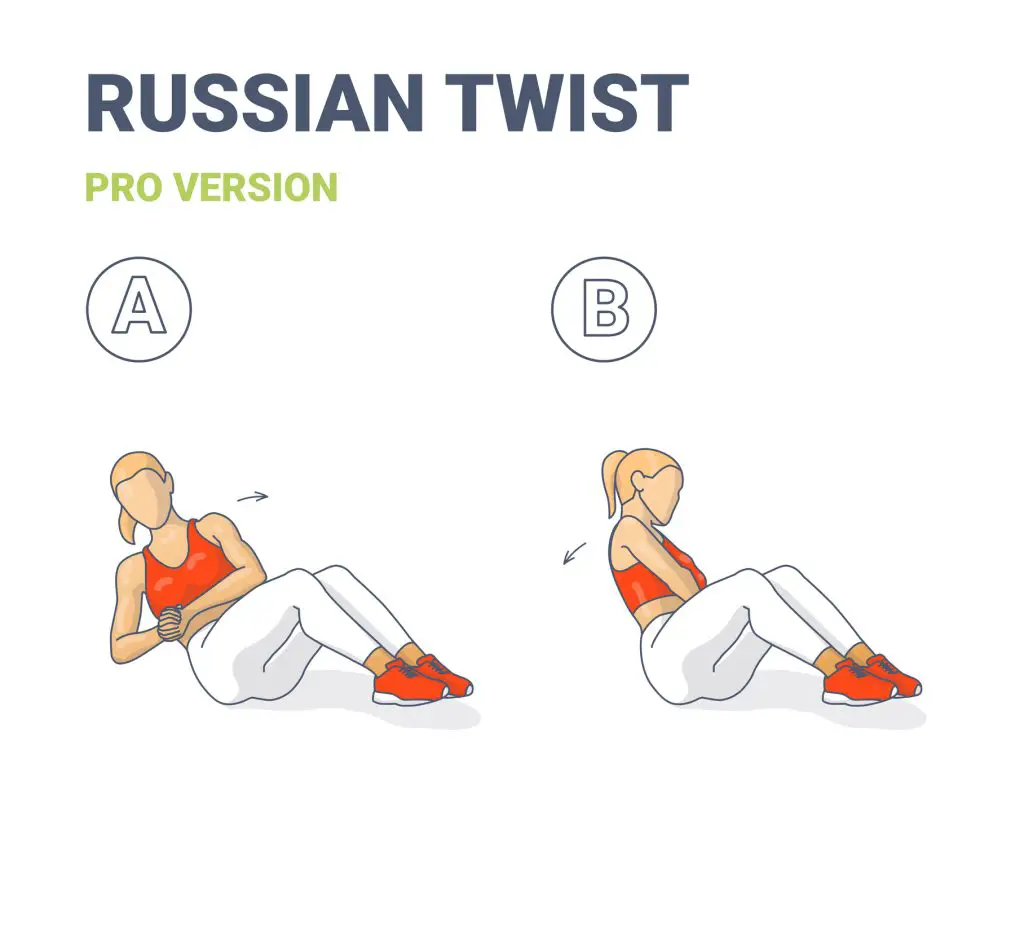 Russian Twists Female Home Workout Exercise Guide Illustration