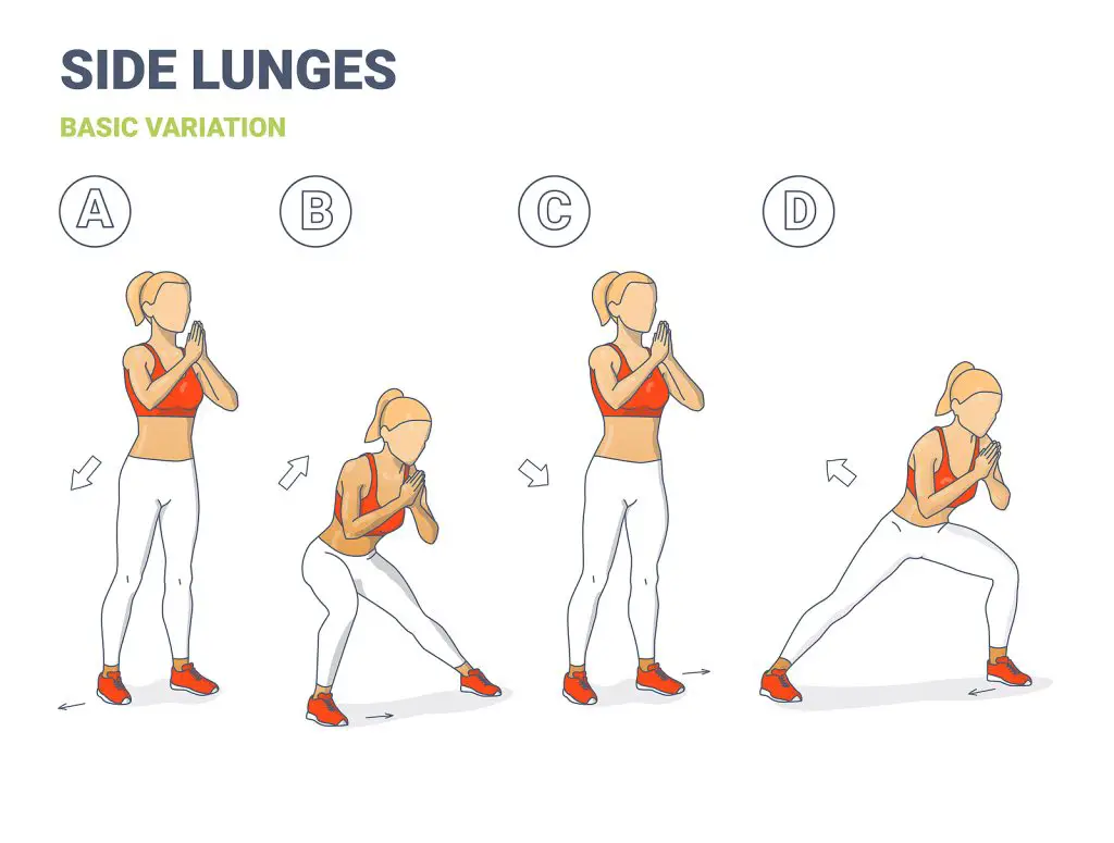 Side Lunges Girl Exercise Guidance. Lateral Lunges Home Weightlo
