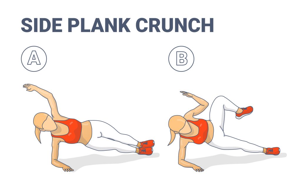 Side Plank Crunch Workout Exercise Girl Silhouette Illustration
