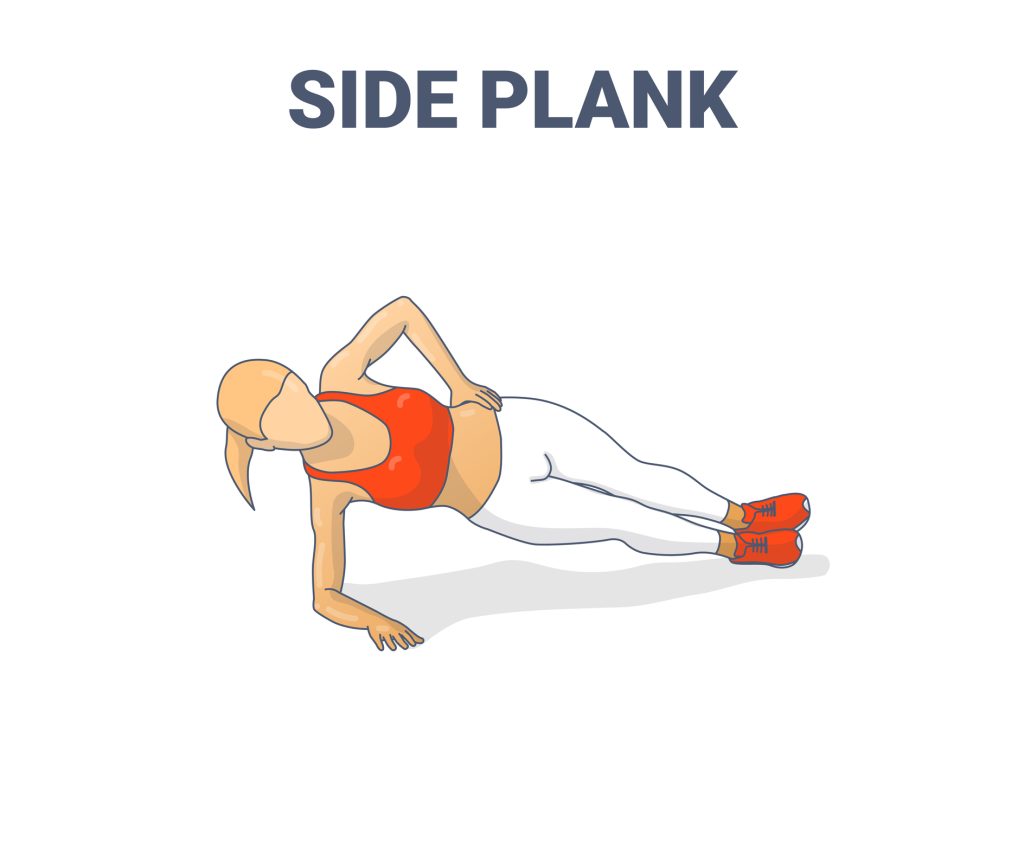 Side Plank Female Home Workout Exercise Guidance Illustration