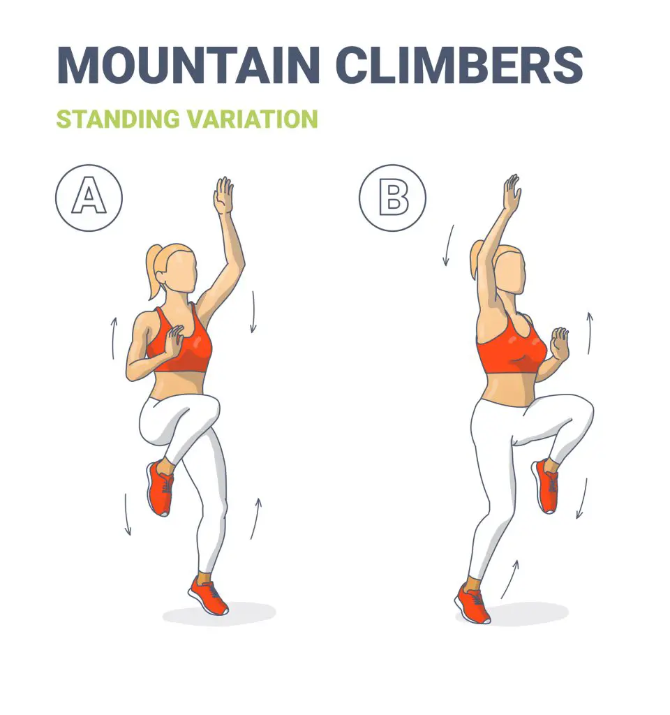 Standing Mountain Climbers Female Home Workout Exercise Guide