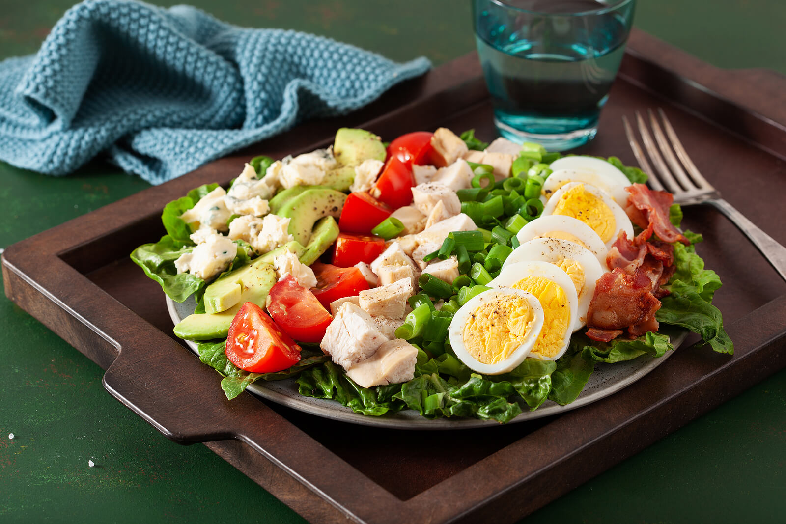 Healthy American Cobb Salad With Egg Bacon Avocado Chicken Tomat