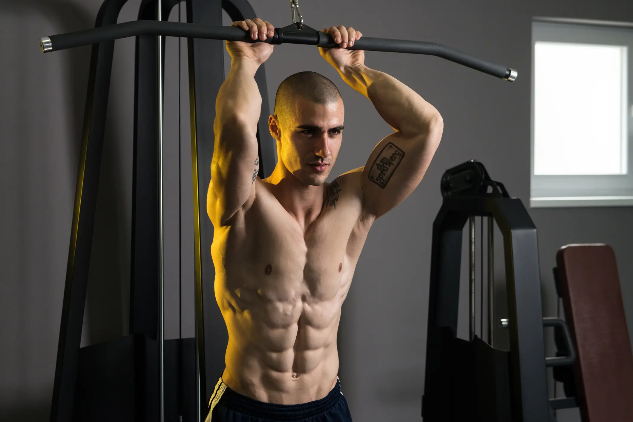 Man with eight pack abdominal muscles